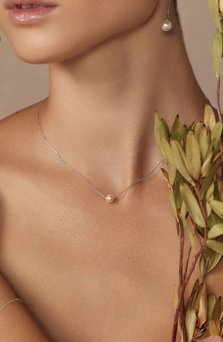 Bearfruit Jewelry 18K Gold Plated Sterling Silver Perfect Pearl Pair Necklace Set Holiday Gift Idea, Alternate, color, Silver