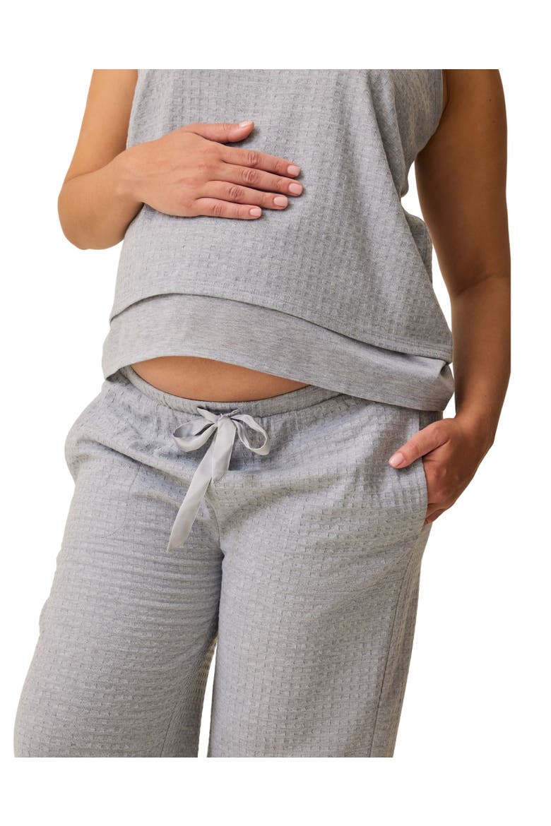 Waffle Maternity and Nursing Three-Piece Lounge Set, Alternate, color, Grey Heather