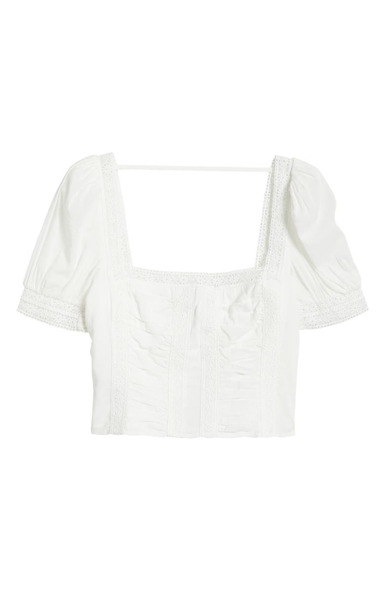 Reformation Lavena Organic Cotton Blend Crop Top, Alternate, color, White