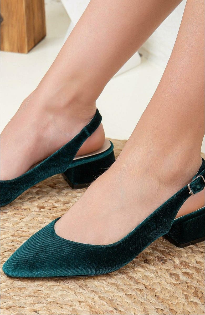 Forever & Always Shoes Emma Slingback Flat Heels, Alternate, color, Green