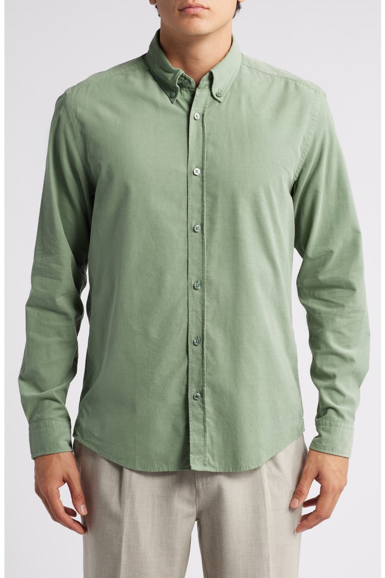 Liam Solid Cotton Corduroy Button-Down Shirt, Main, color, LIGHT GREEN