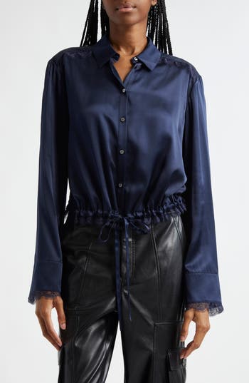 Cinq À Sept Mabyn Drawstring Waist Silk Button-up Shirt