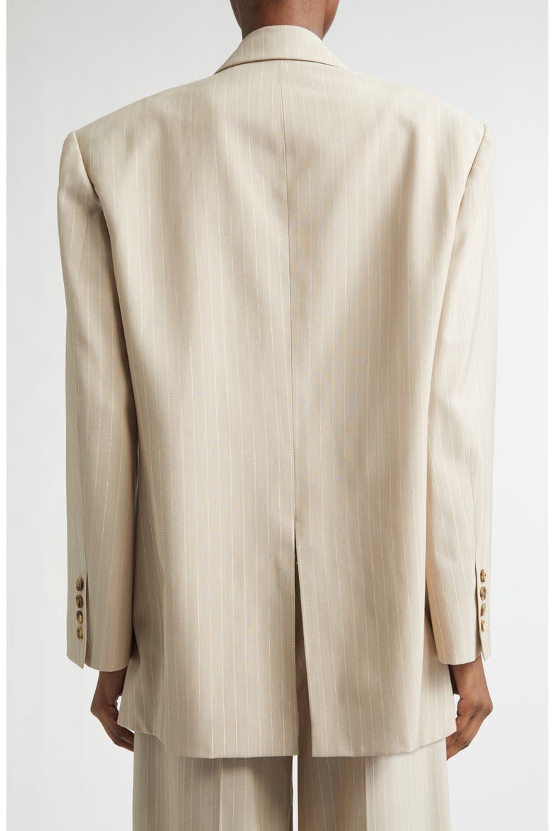 Shimmer Pinstripe Double Breasted Jacket, Alternate, color, SAND