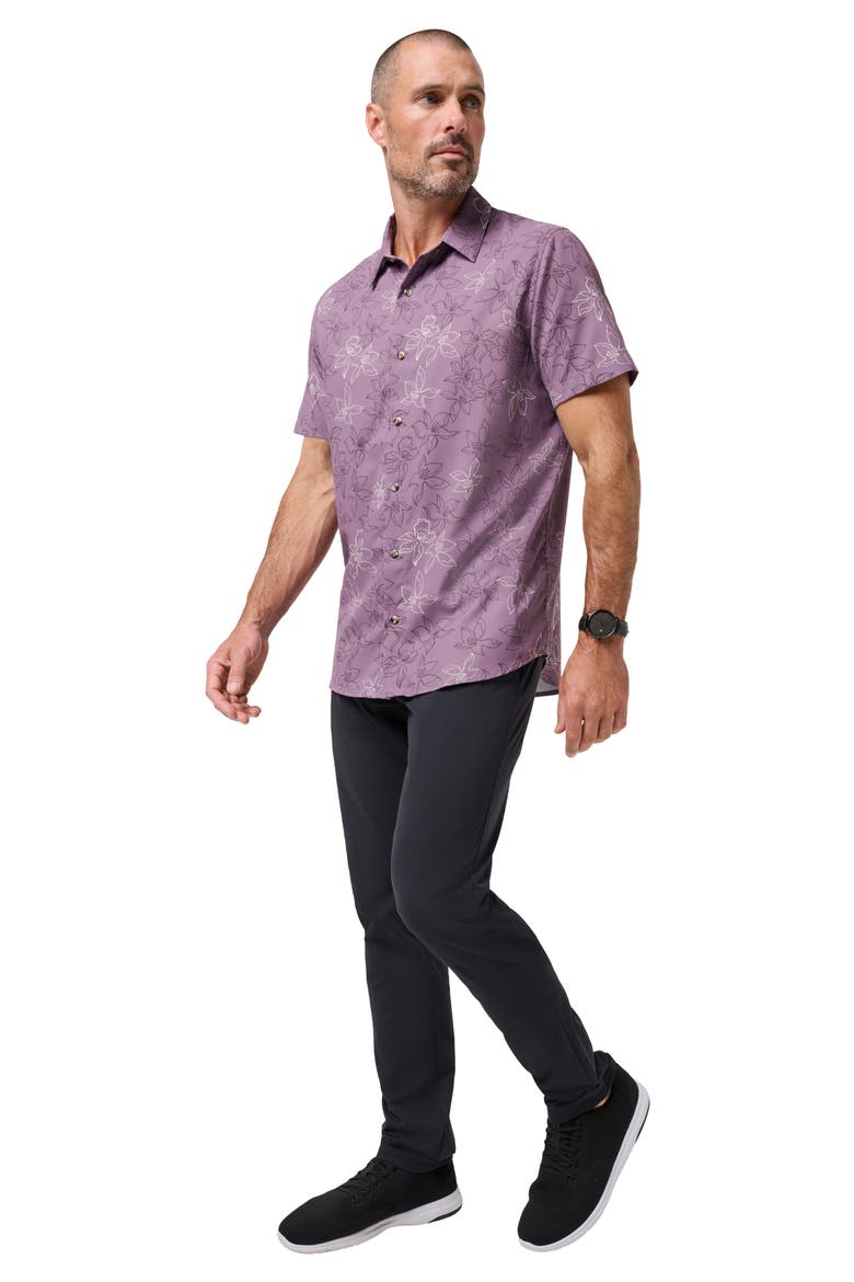 TechWoven Short Sleeve Button-Up Shirt, Alternate, color, MOONSCAPE