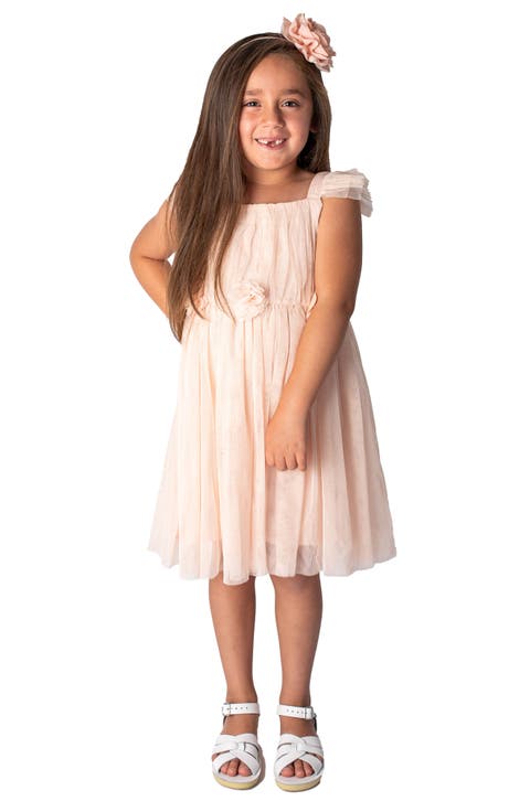 Kids' Tulle Flutter Sleeve Dress