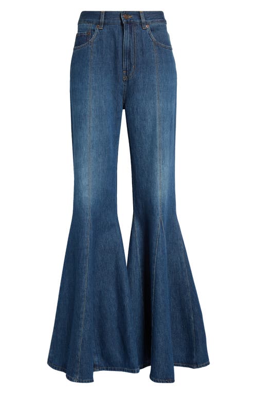 Chloé Jean Fluide Évasé En Denim Femme Bleu Taille 29 100% Coton, Cuir De Veau In Night Blue