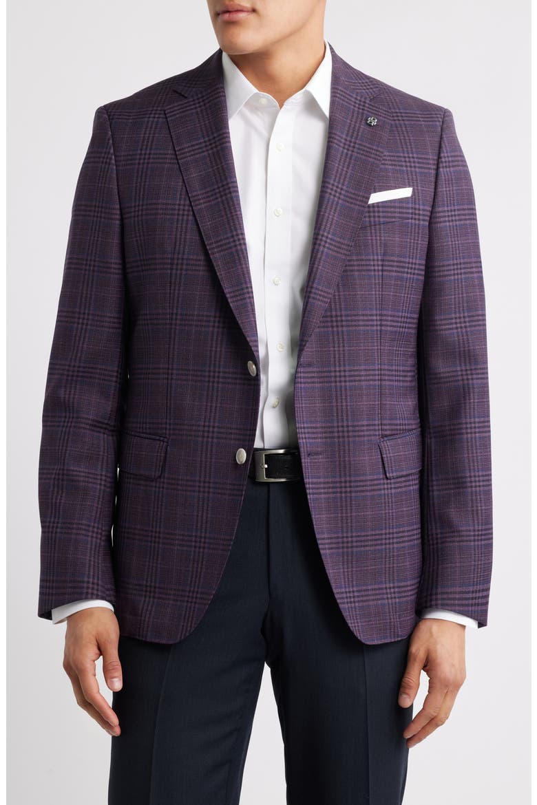 Hutson Plaid Virgin Wool Sport Coat, Main, color, DARK PINK