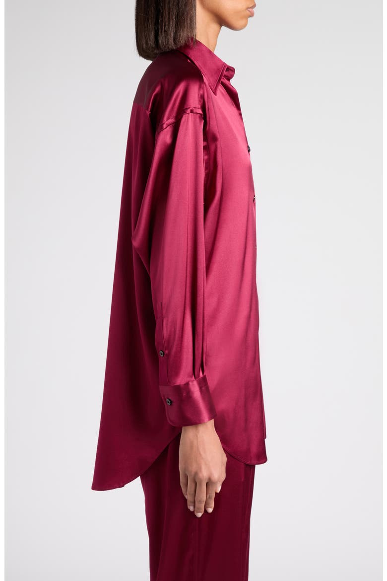 Relaxed Fit Stretch Silk Satin Blouse, Alternate, color, GV481 DEEP PLUM
