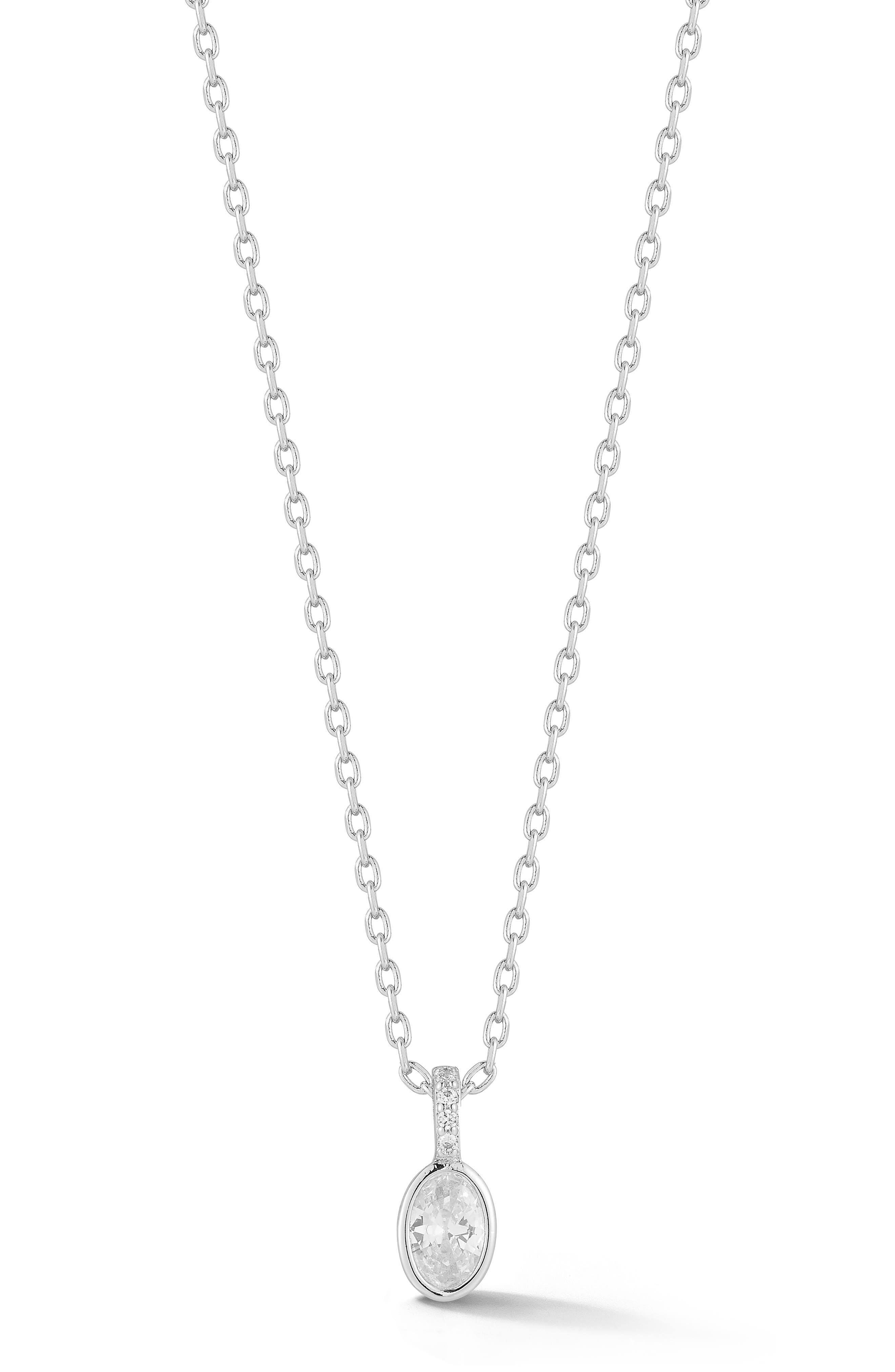 Oval Cubic Zirconia Pendant Necklace