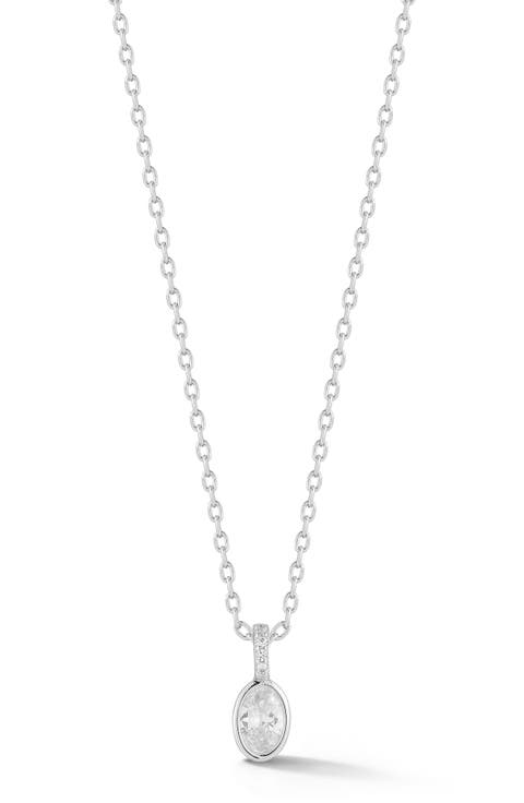 Oval Cubic Zirconia Pendant Necklace