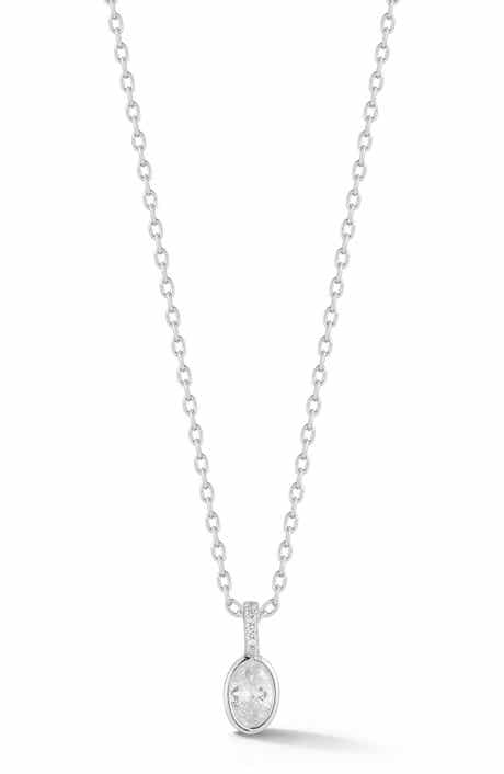 Oval Cubic Zirconia Pendant Necklace