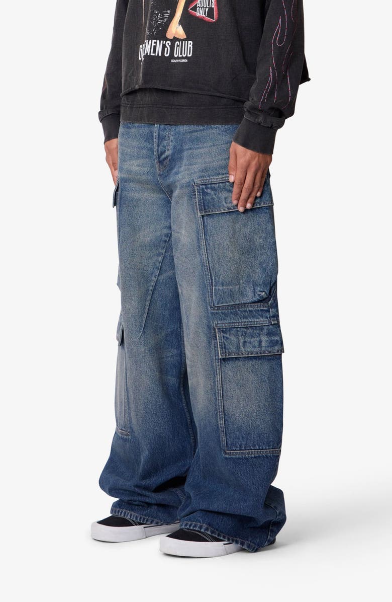 mnml Cargo Baggy Jeans, Alternate, color, Blue