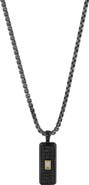 EFFY Men's Two-Tone Black Spinel & White Sapphire Dog Tag Pendant Necklace