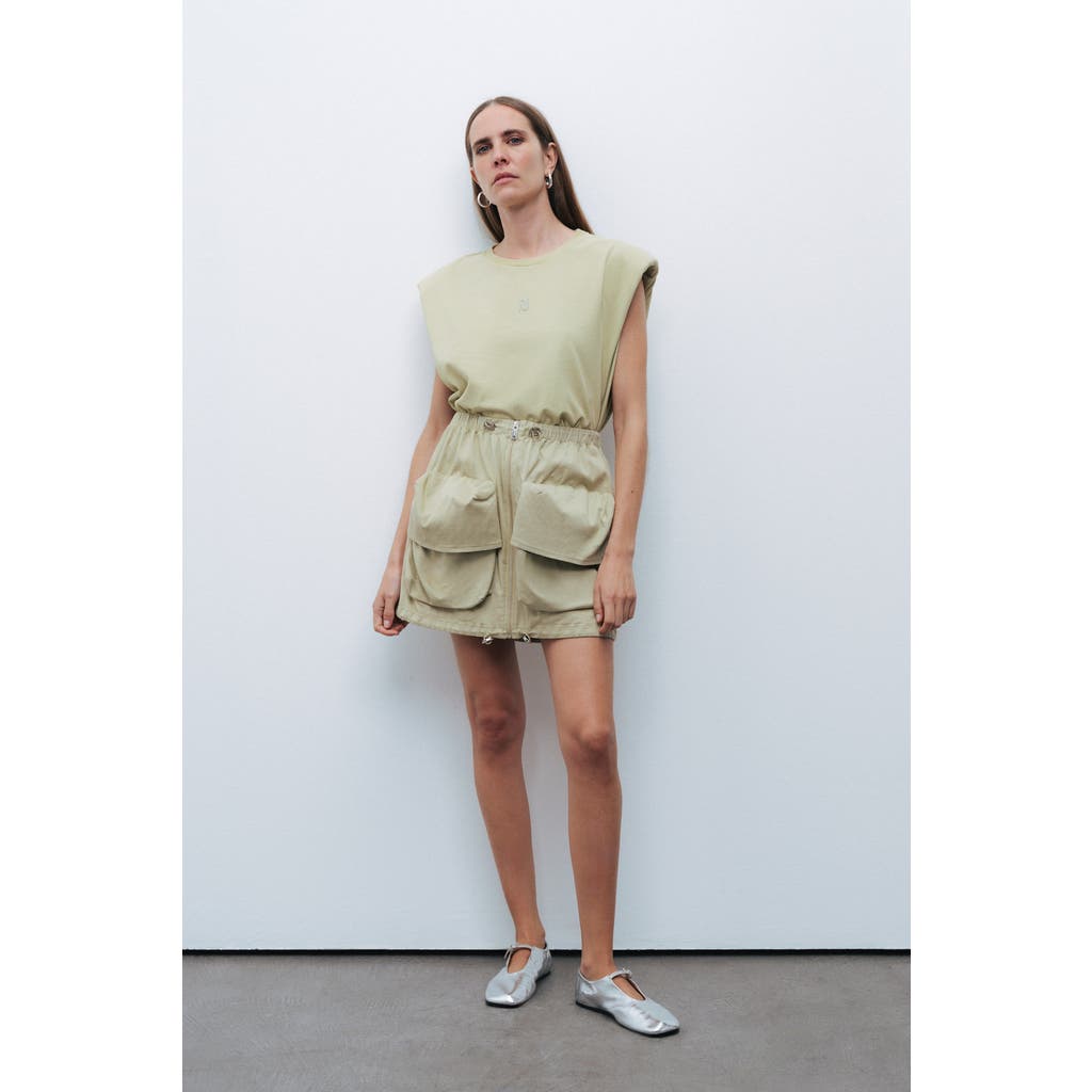 Nocturne Mini Skirt With Cargo Pocket In Olive Green