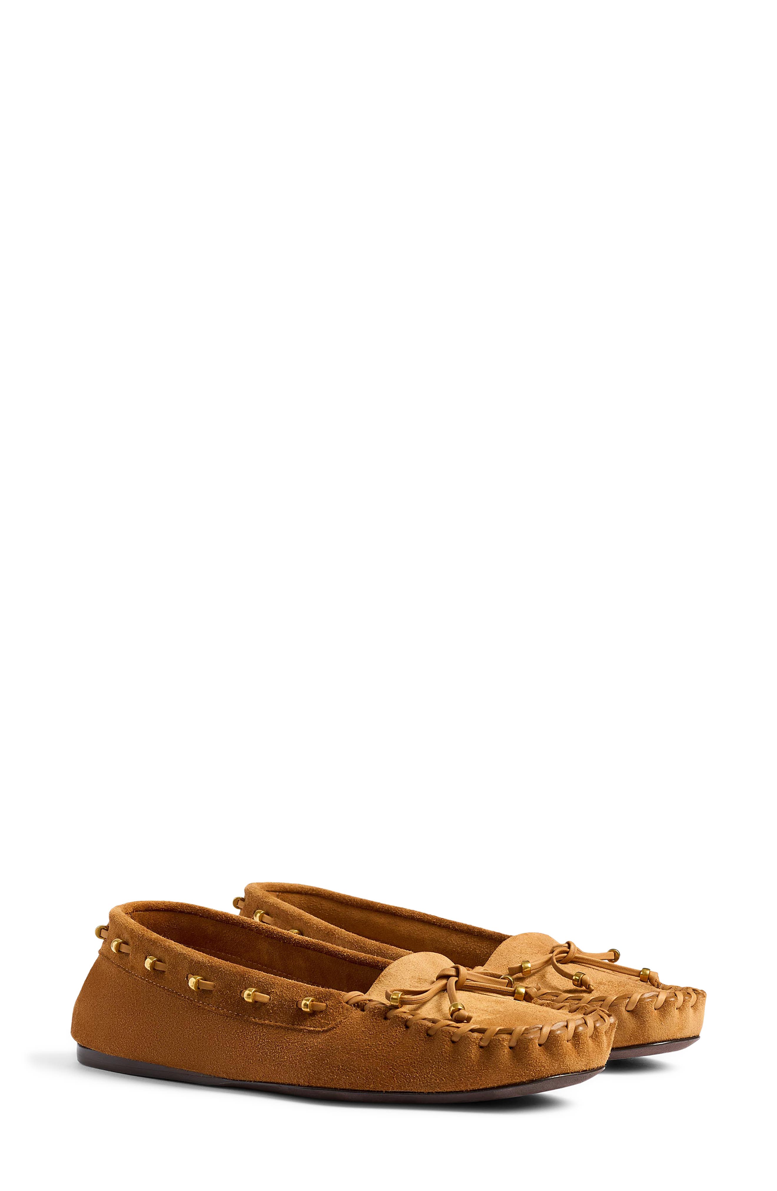 Khaite Milly Moc Toe Boat Shoe, Main, color, Caramel