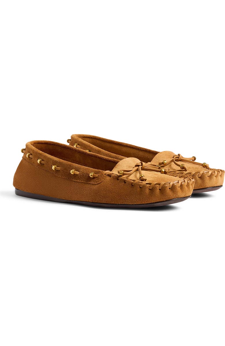 Khaite Milly Moc Toe Boat Shoe, Main, color, Caramel