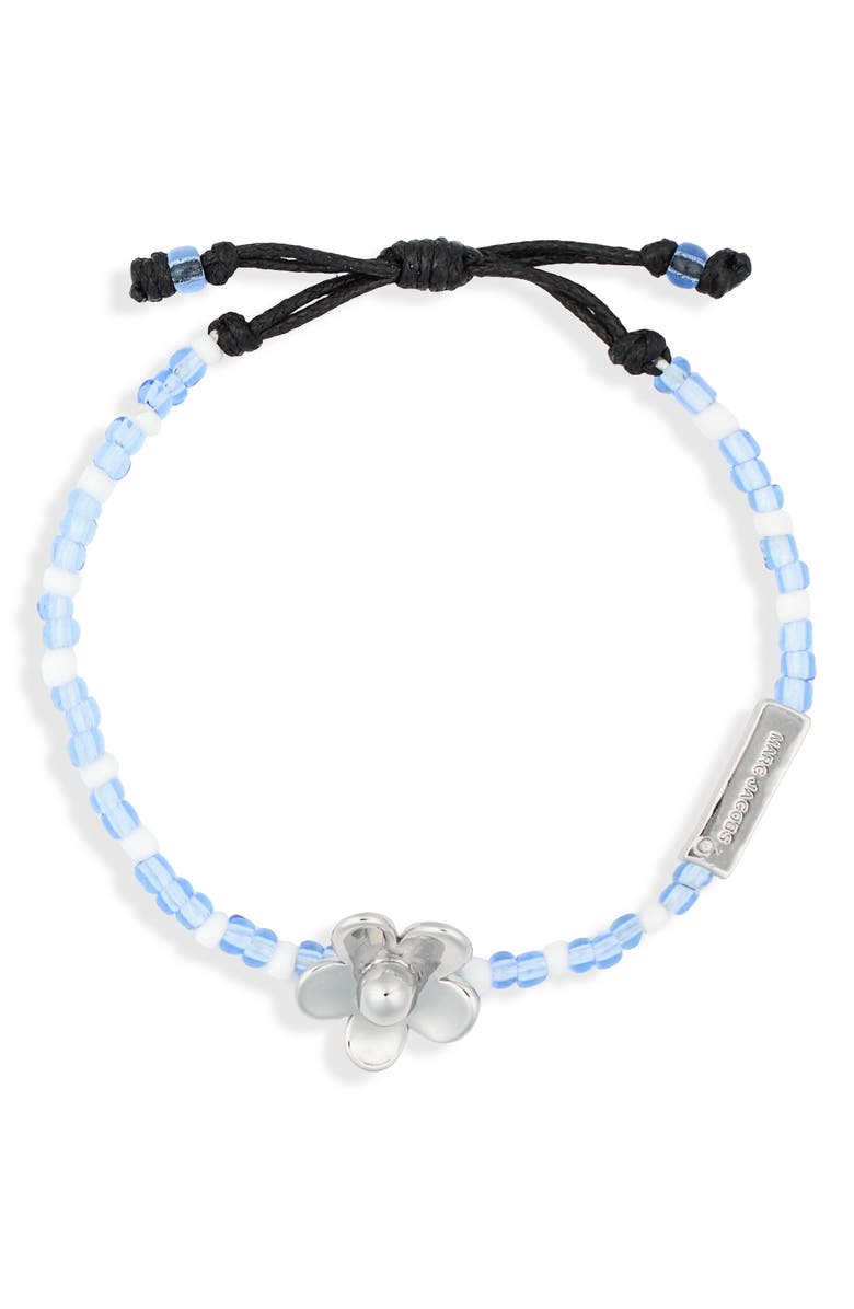 Marc Jacobs Daisy Beaded Slider Bracelet, Main, color, Silver/Blue