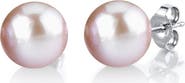 The Pearl Source 12mm Pink Freshwater Round Pearl Stud Earrings