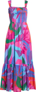 SUGARLIPS Vemmy Abstract Tayla Smocked Maxi Dress