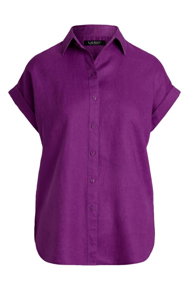 Lauren Ralph Lauren Relaxed Fit Short Sleeve Linen Button-Up Shirt, Alternate, color,