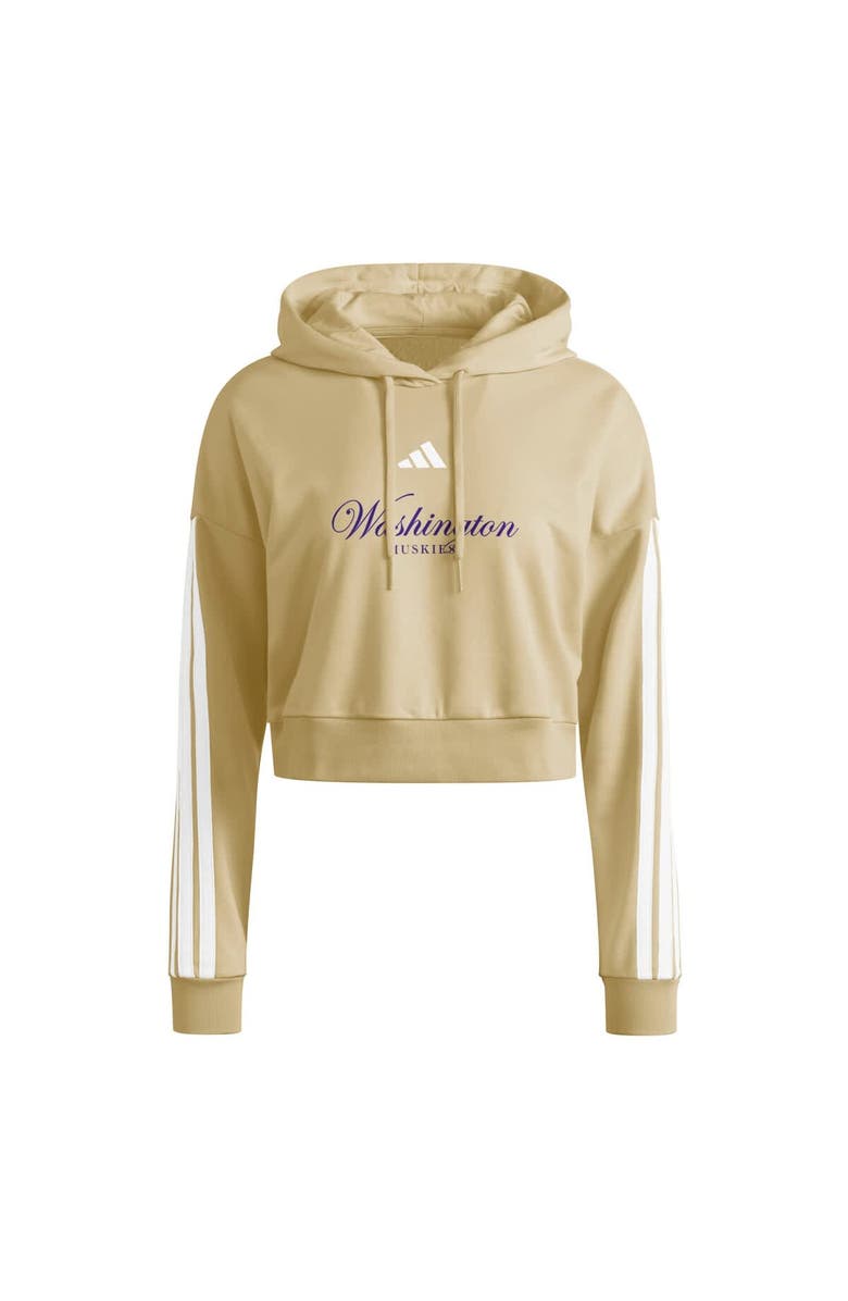 adidas Women's adidas Gold Washington Huskies Campus Queen Cropped Pullover Hoodie, Alternate, color, Gold