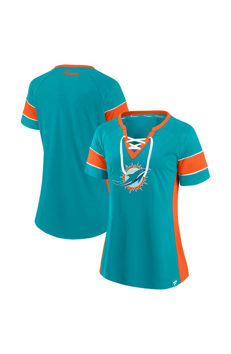 FANATICS Women's Fanatics  Aqua Miami Dolphins Athena Lace-Up Top, Main, color, Aqua