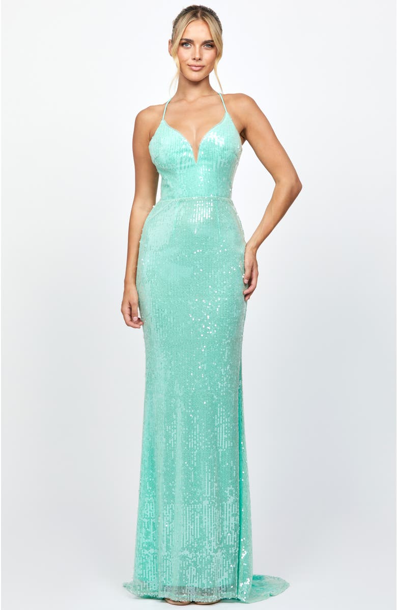 Bariano Indyana Sequin Strappy Back Maxi, Alternate, color, Mint