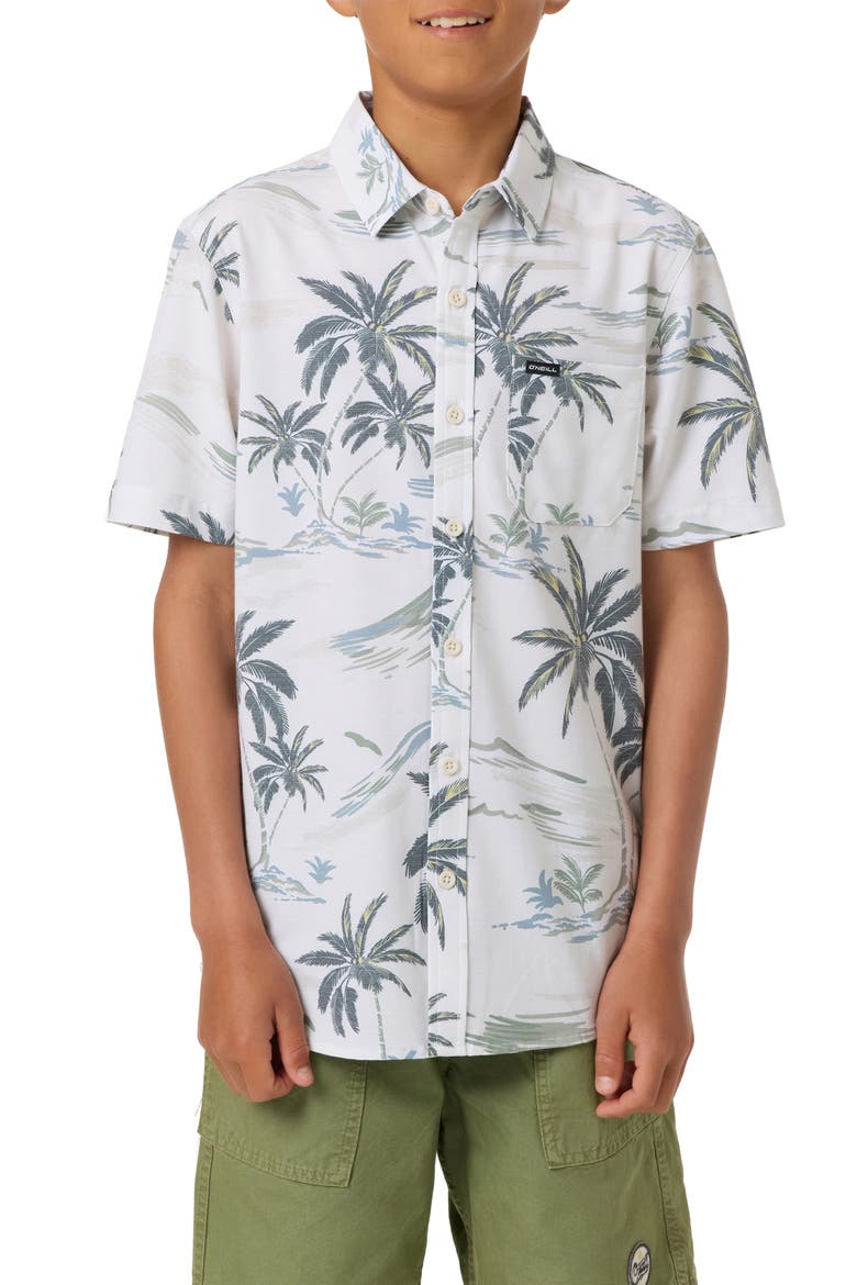 Kids' UPF Slub Standard Woven Short Sleeve Button-Up Shirt, Main, color, TOFU