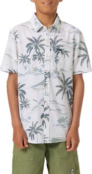 O'Neill Kids' UPF Slub Standard Woven Short Sleeve Button-Up Shirt