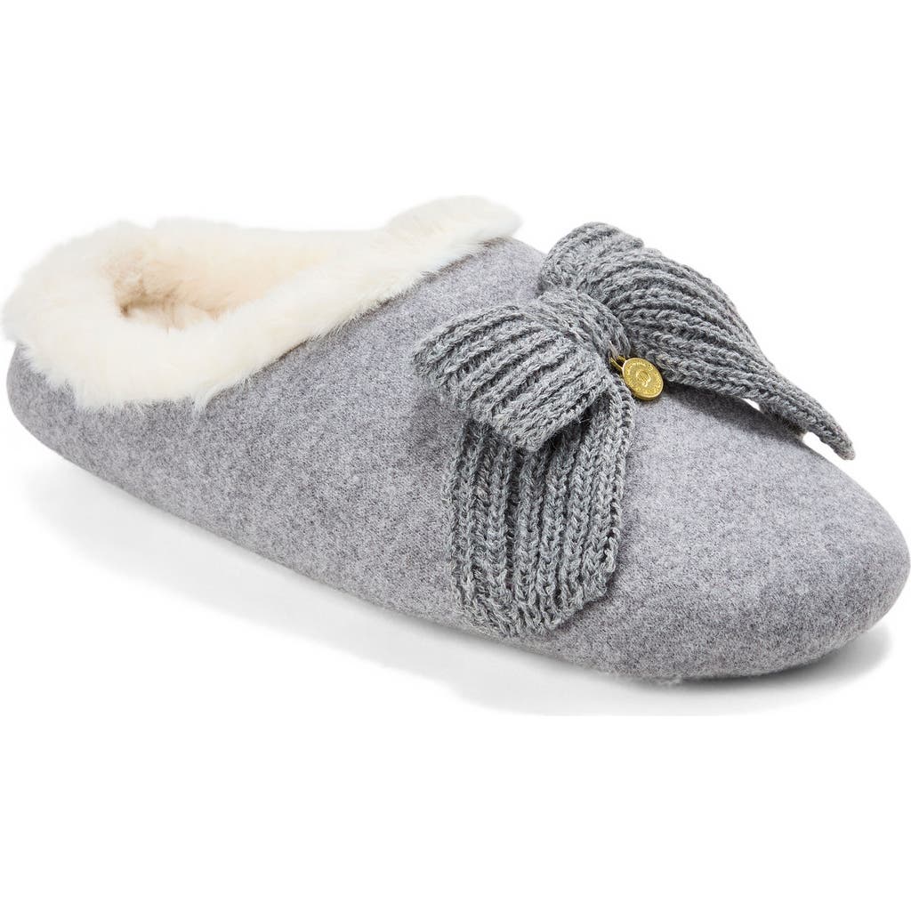 Dearfoams Josie Knit Clog Slipper With Bow In Gray