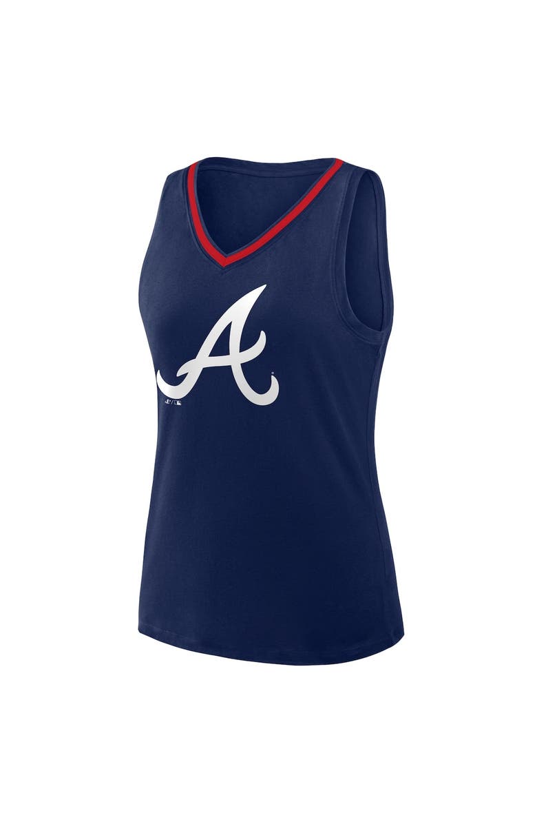 PROFILE Women's  Navy Atlanta Braves Plus Sized Stellar Win V-Neck Tank Top, Alternate, color, 