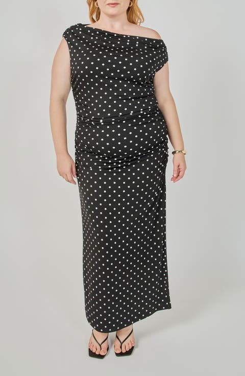 Asymmetrical Polka Dot Midi Dress