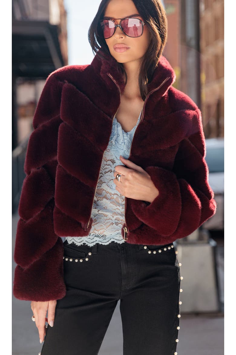 Brianna Faux Fur Jacket, Alternate, color, Red