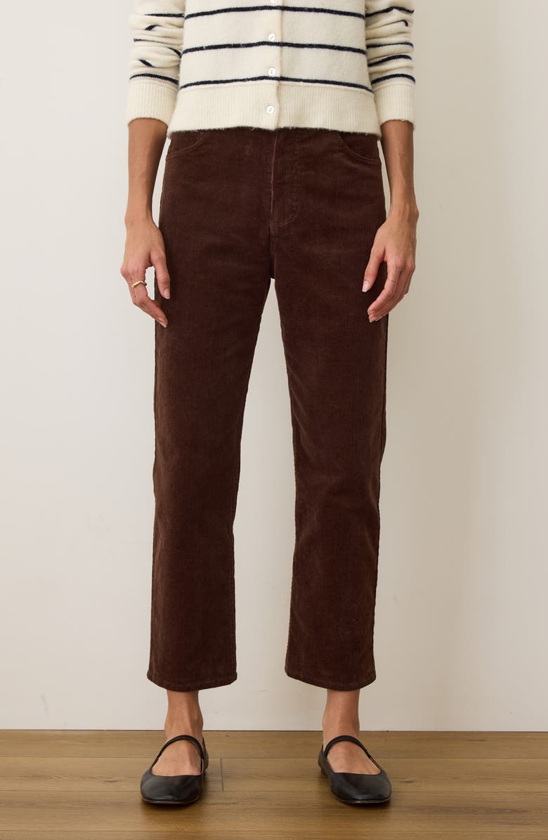 Marine Layer Charlie Ankle Straight Leg Corduroy Pants, Alternate, color, Dark Chocolate