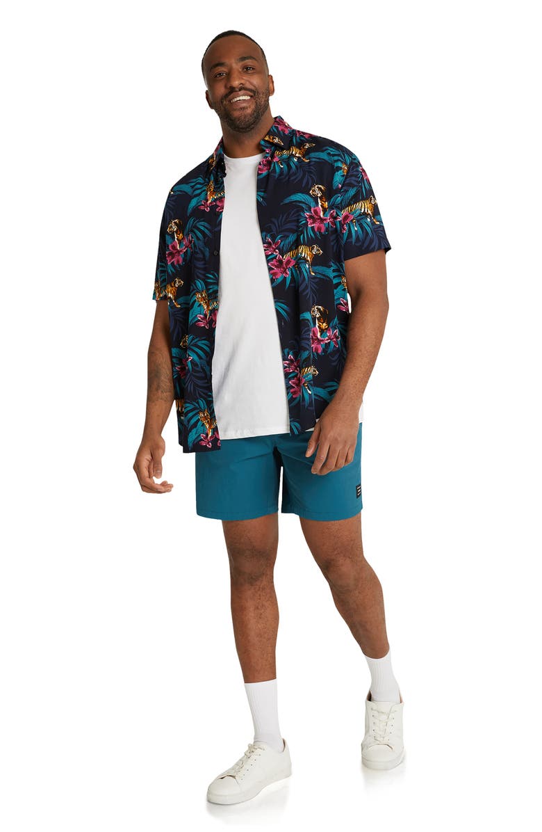 Johnny Bigg Jungle Print Short Sleeve Button-Up Shirt, Alternate, color, 