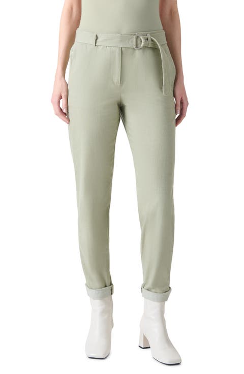 Fallon Belted Ankle Jeans (Pistachio)