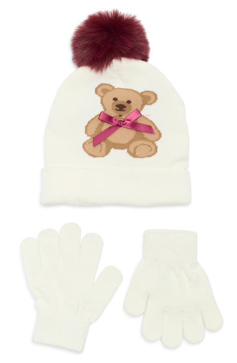 Kids' Teddy Bear Beanie & Gloves Set