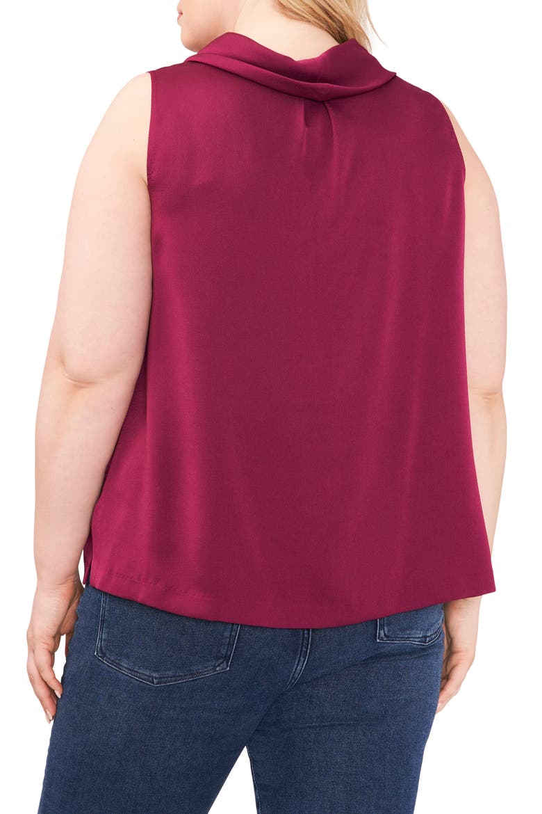 Cowl Neck Sleeveless Satin Top, Alternate, color, GRAPE WINE