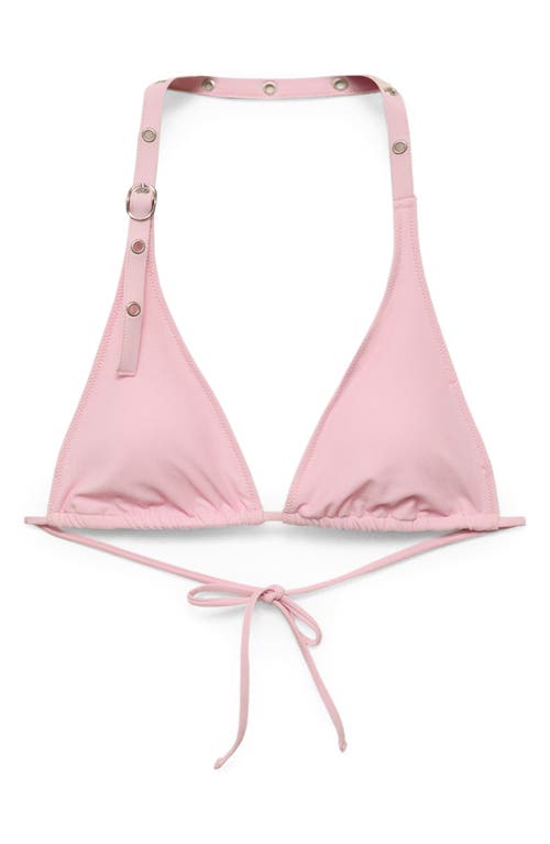Mango Buckle Strap Bikini Top In Pink