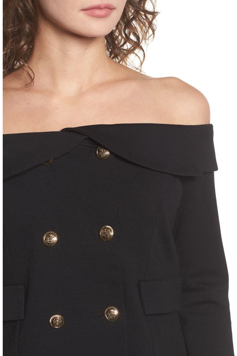 Off the Shoulder Blazer Top, Alternate, color, BLACK