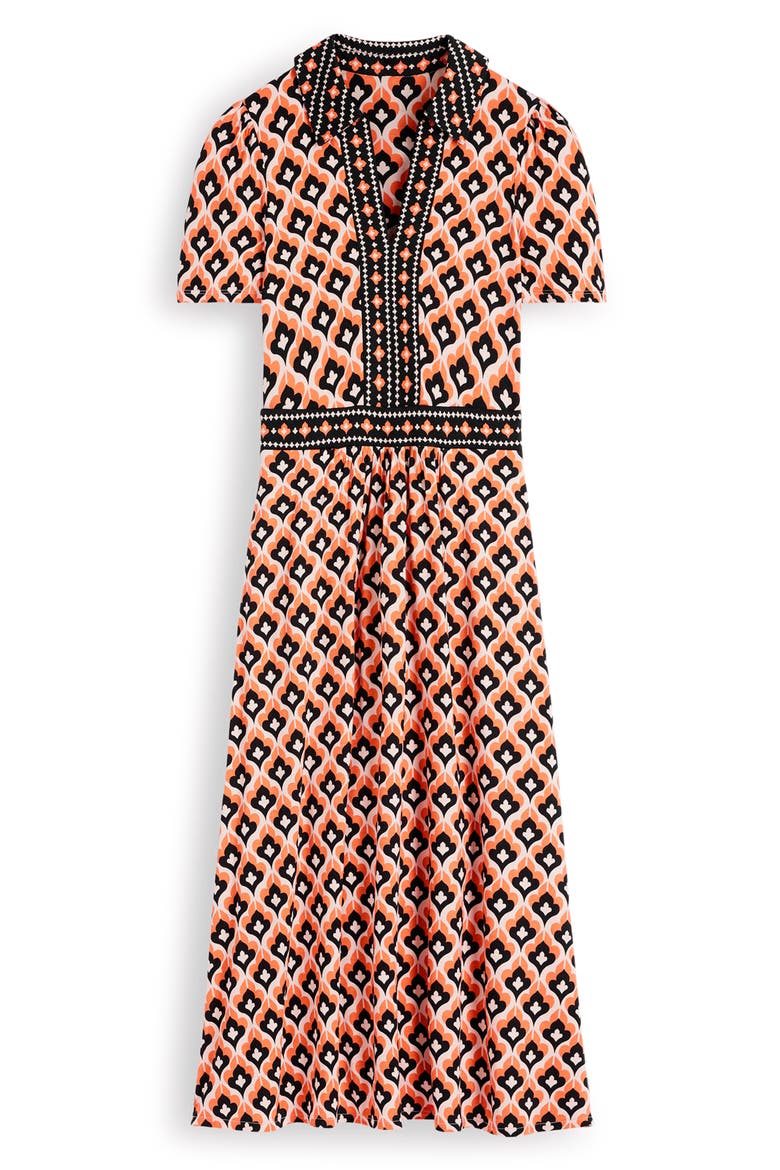 Heidi Jersey Midi Tea Dress, Alternate, color, ALMOND MILK, GEO PARTY