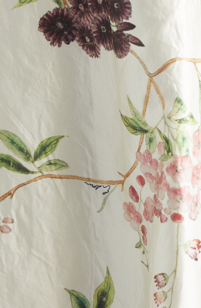 Erdem Floral Print Asymmetric Crushed Satin Cloud Dress, Alternate, color, French Chintz Multi White