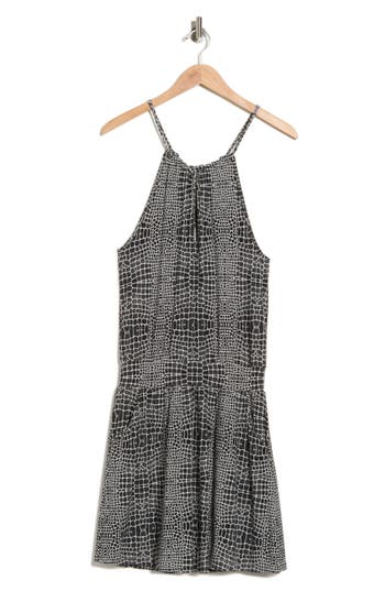 Tart Halter Neck Keyhole Minidress In Gray
