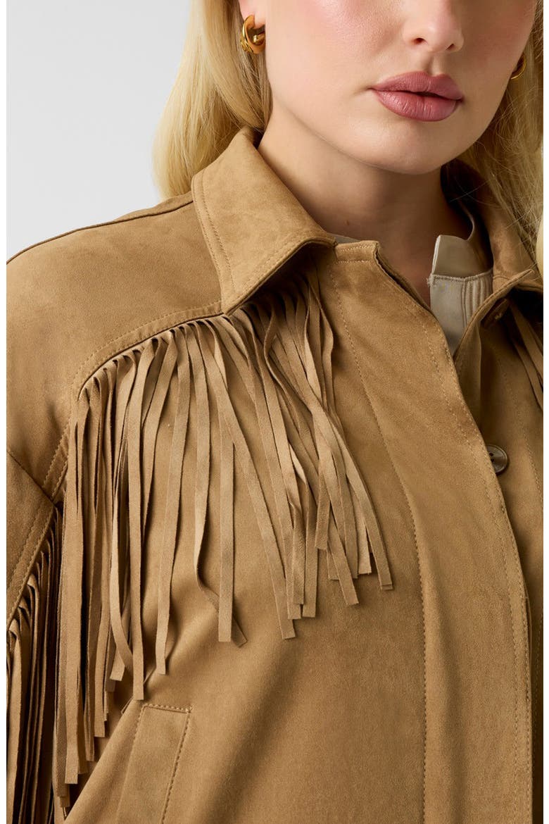 Ibby Faux Suede Fringe Jacket, Alternate, color, BROWN