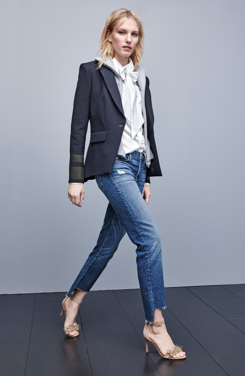 Veronica Beard Cutaway Jacket with Removable Knit Dickey, Main, color, 