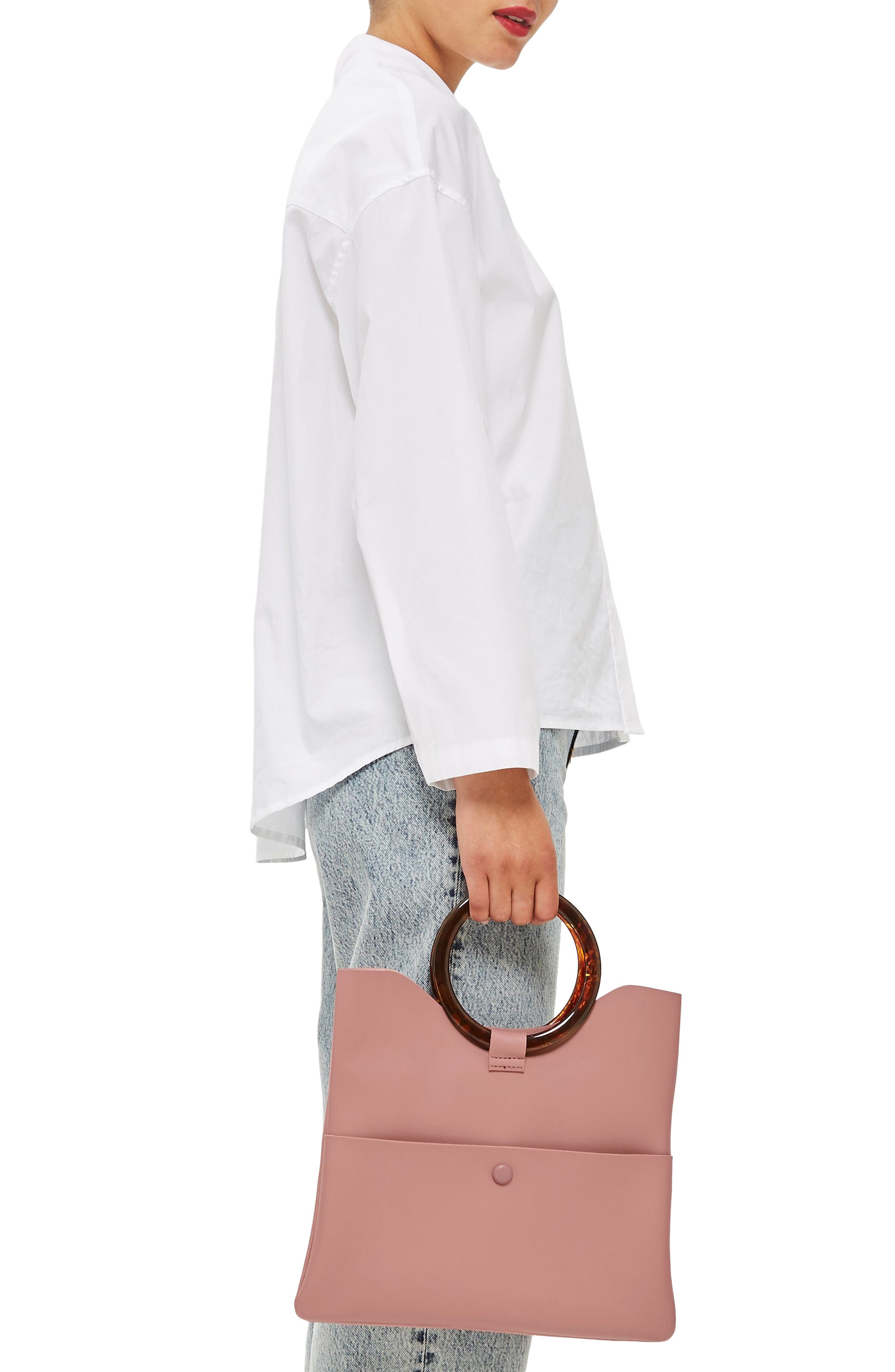 Topshop Cookie Faux Leather Clutch, Alternate, color, 