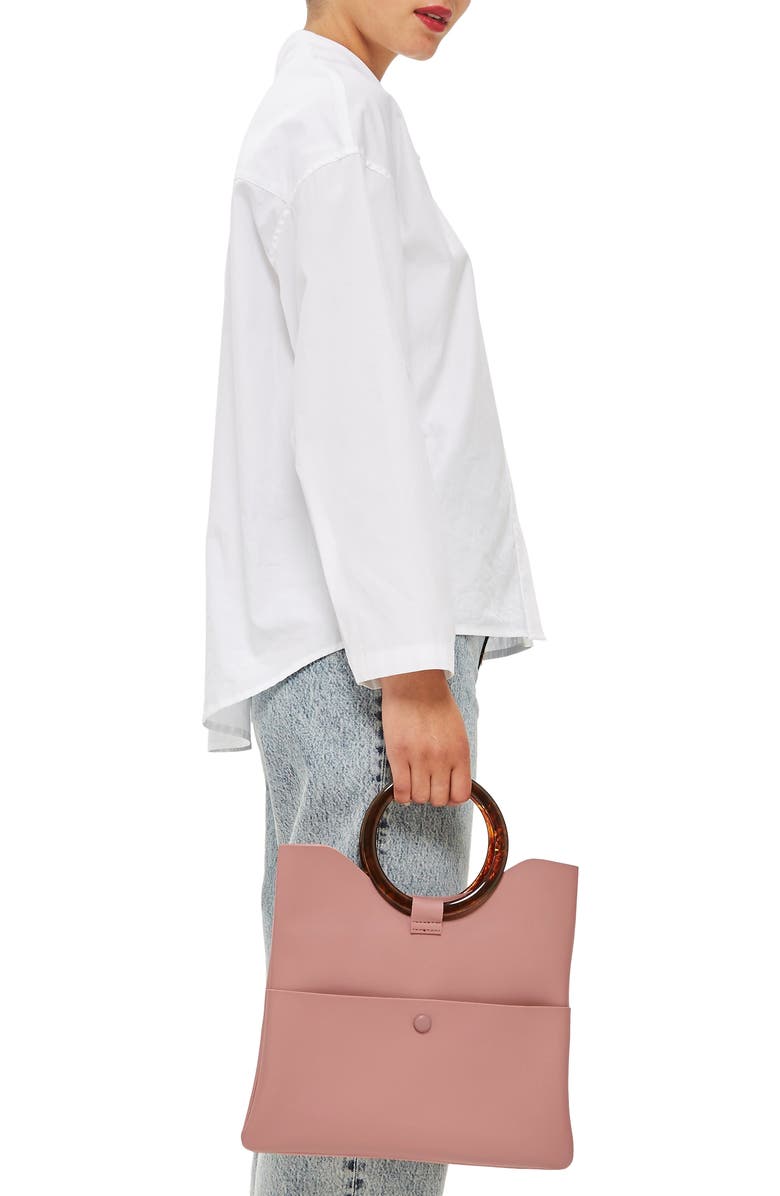 Topshop Cookie Faux Leather Clutch, Alternate, color,