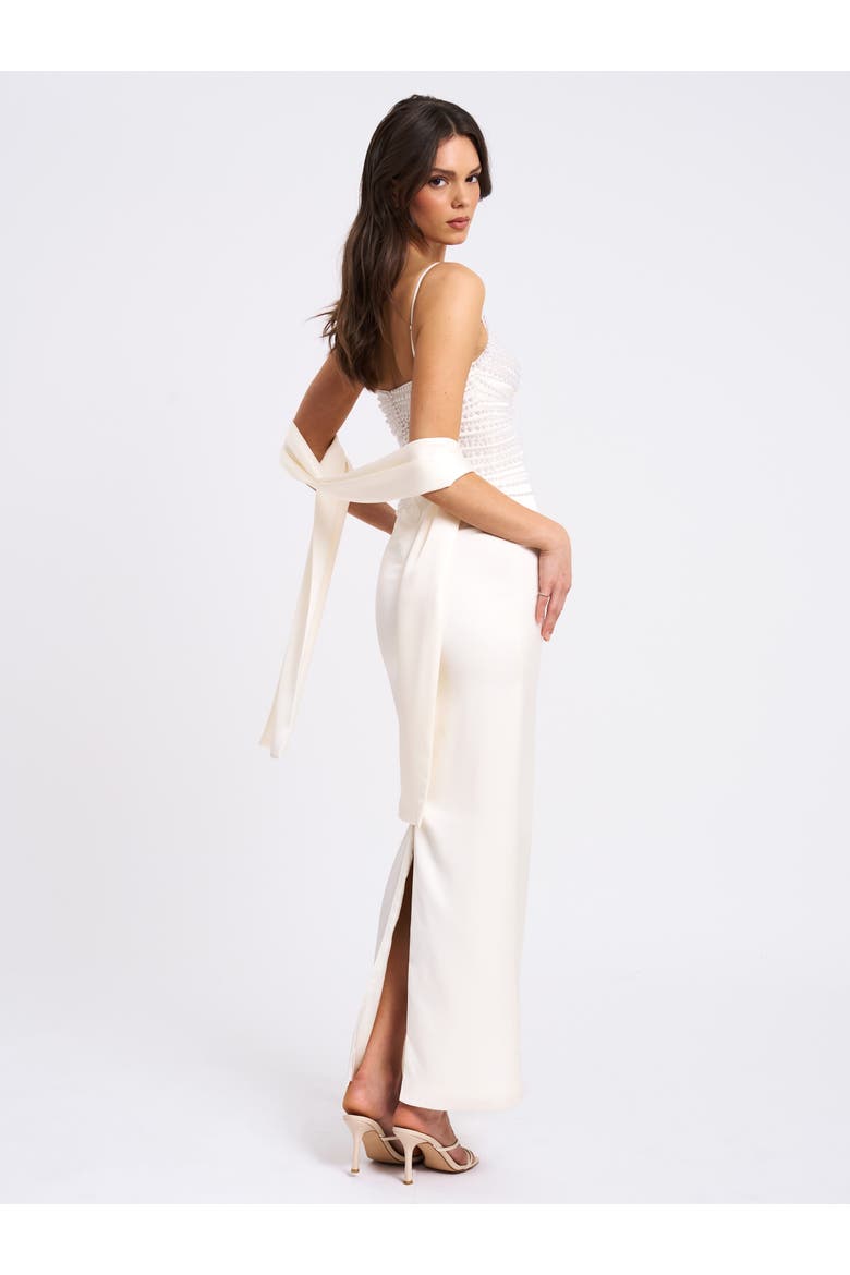 Karmen Top Pencil Slip Gown with Scarf, Alternate, color, off white