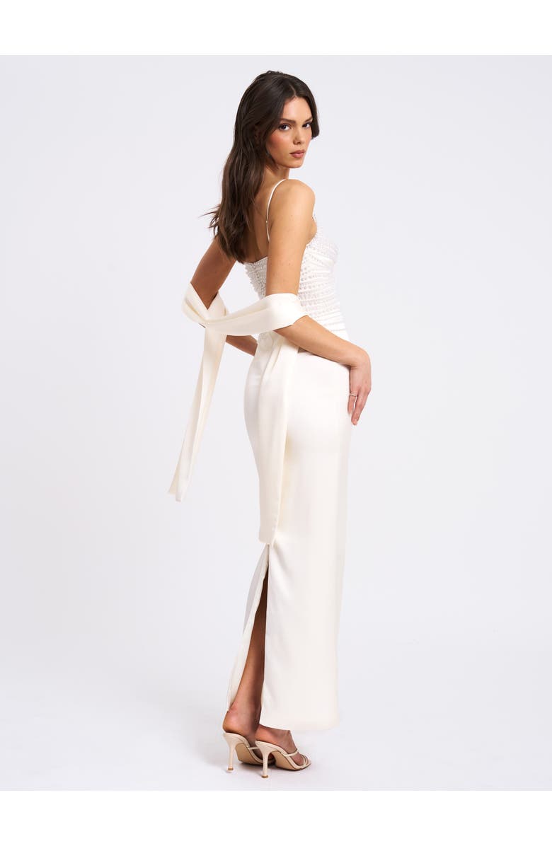 Miss Circle Karmen Top Pencil Slip Gown with Scarf, Alternate, color, Off White