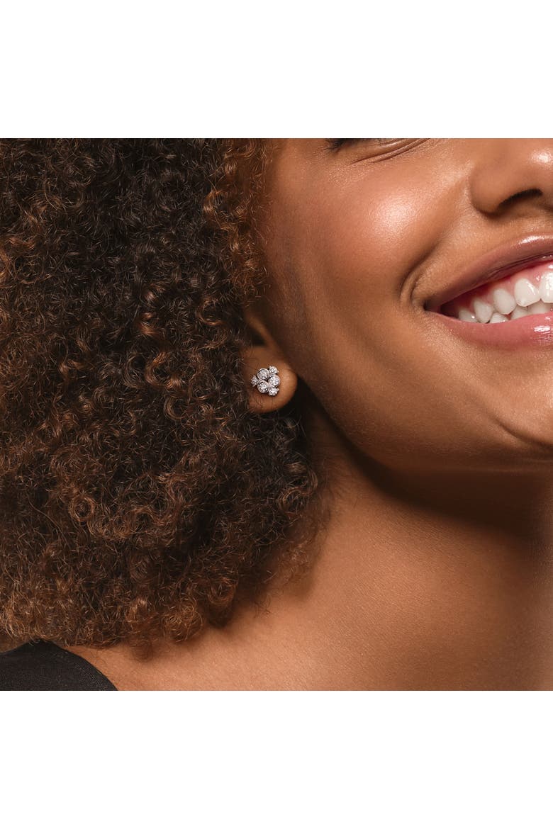 Lab-Grown Diamond Cluster Earrings Sterling Silver, Alternate, color, Sterling Silver